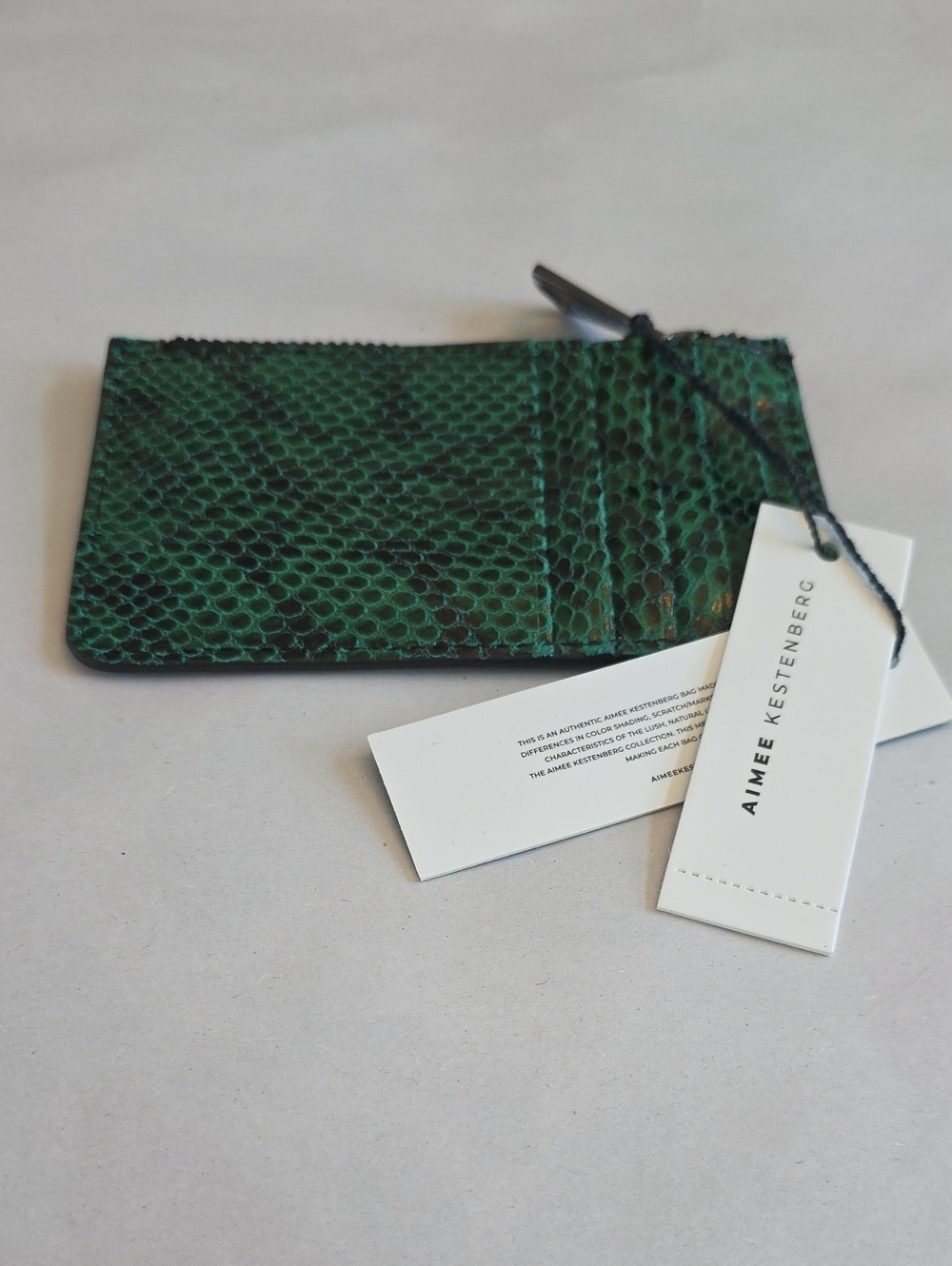 Aimee Kestenberg Emerald Green Snakeskin Card & Key Holder